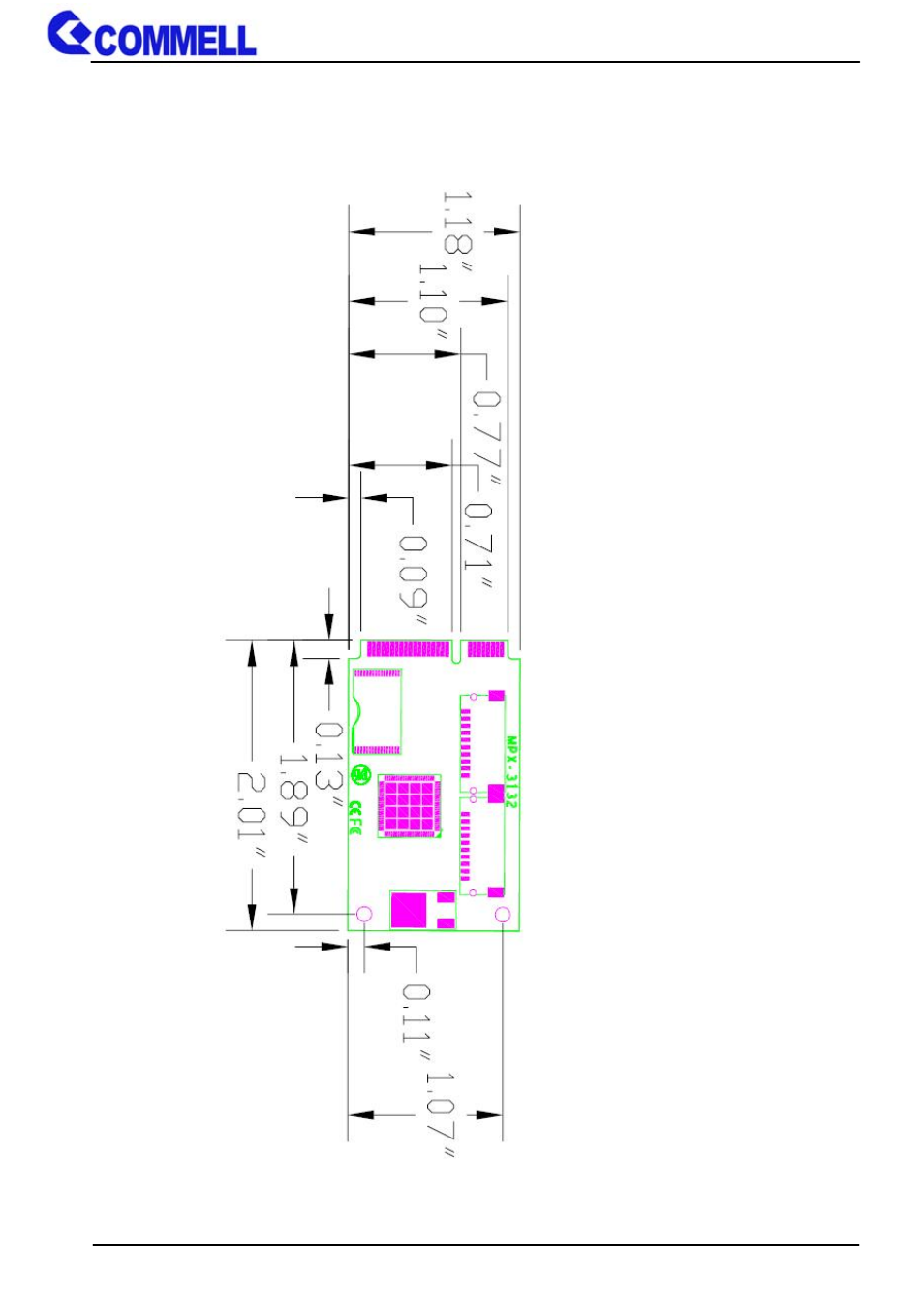 <mechanical drawing | COMMELL MPX-3132 User Manual | Page 5 / 12