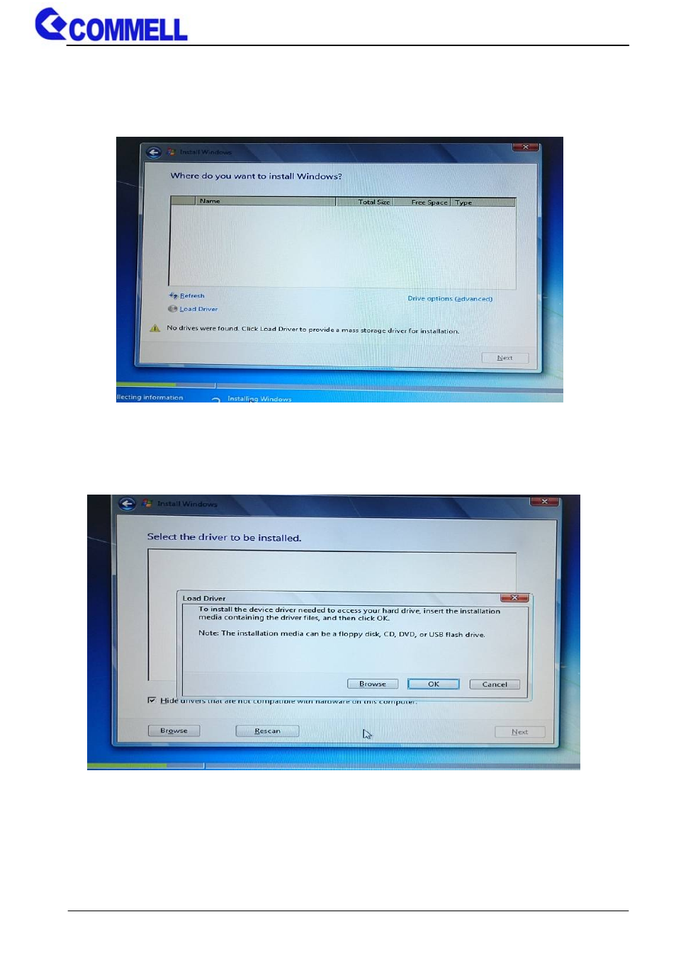 <install the operating system | COMMELL MPX-3132 User Manual | Page 9 / 12