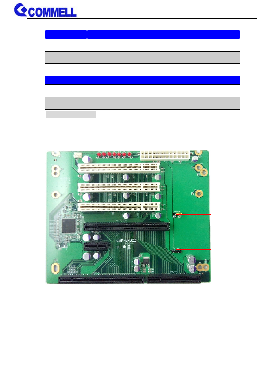 Jumper reference | COMMELL CBP-6P3X2 User Manual | Page 5 / 6