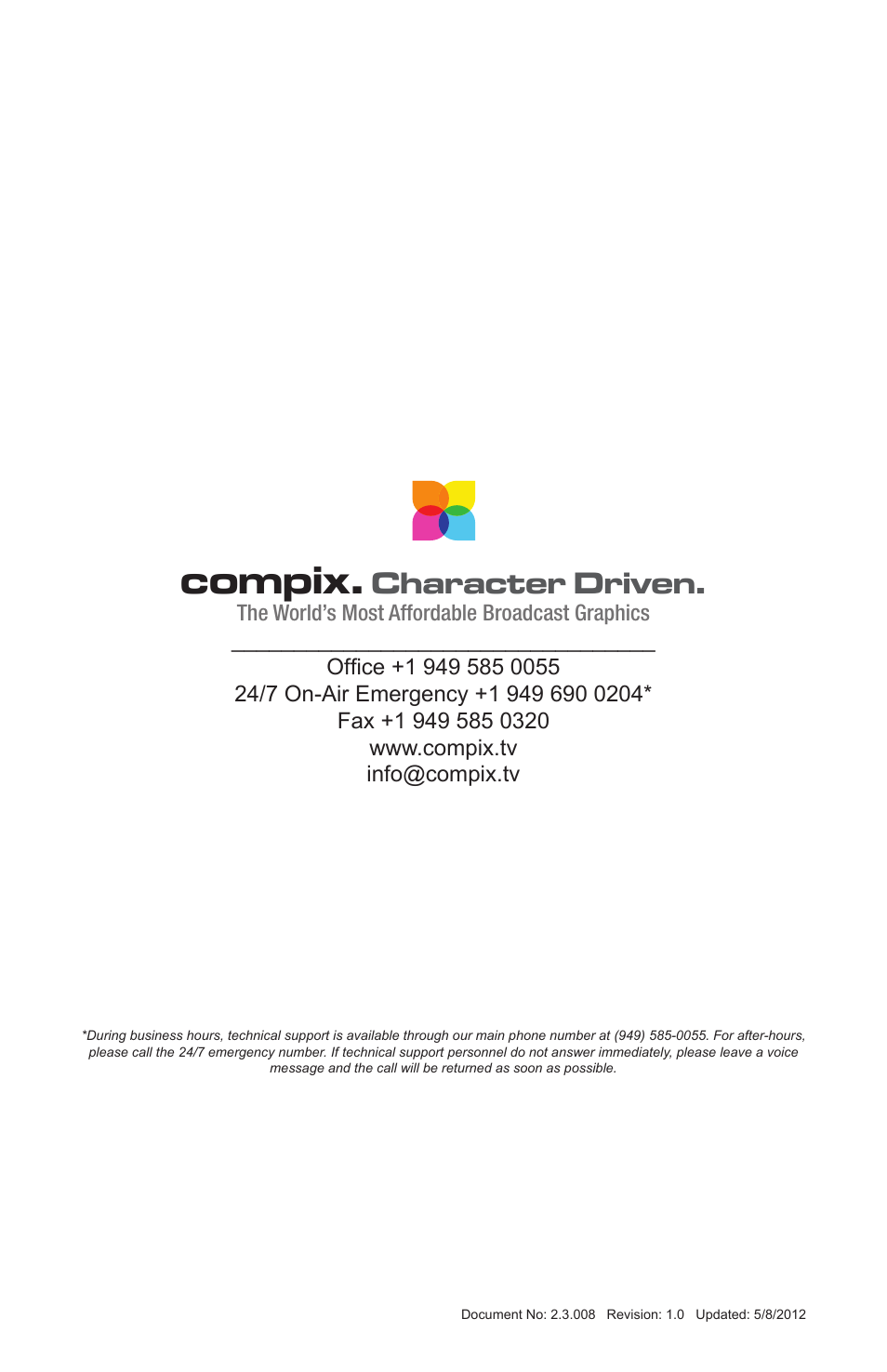 Compix, Character driven | Compix Analog User Manual | Page 16 / 16