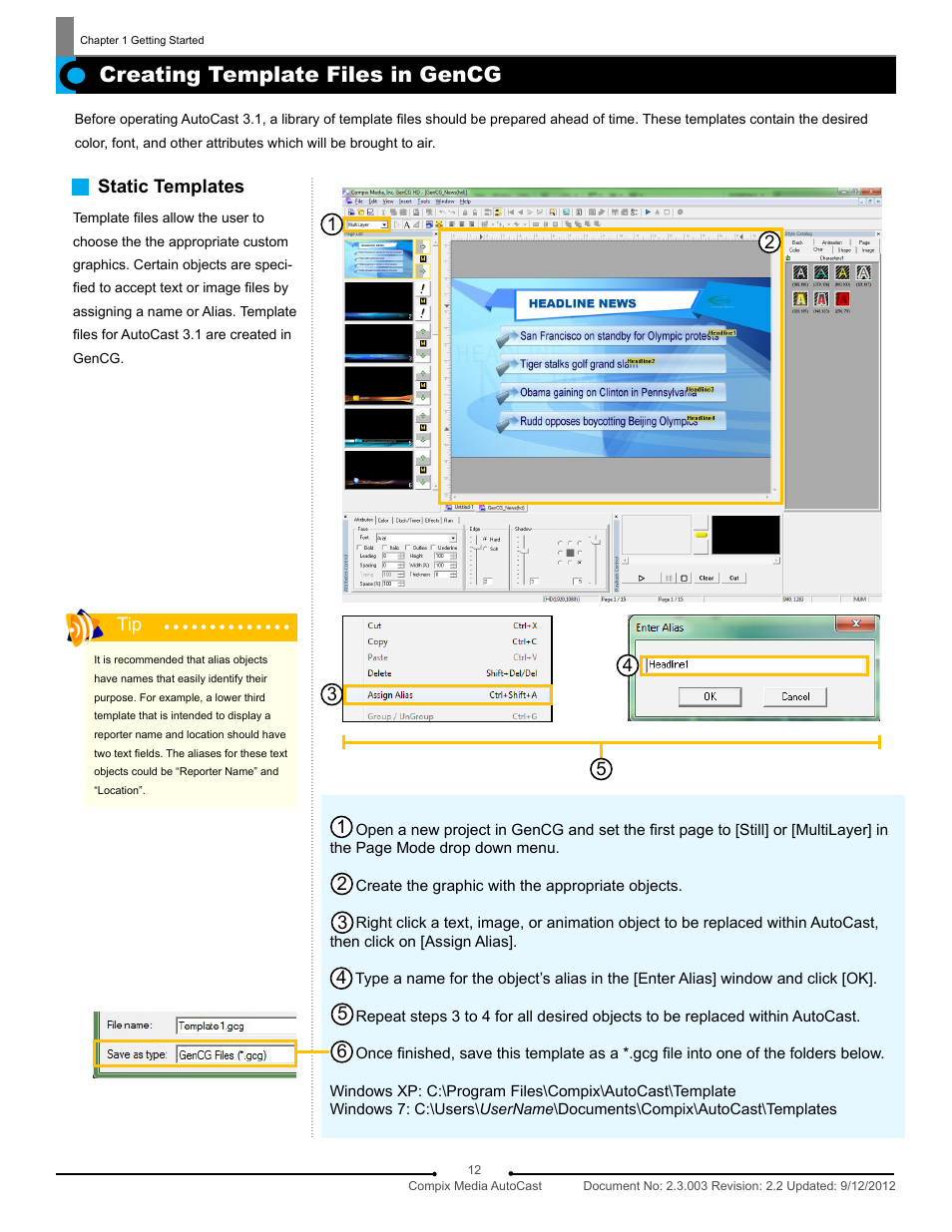 Creating template files in gencg | Compix AutoCast 3.1 User Manual | Page 10 / 49