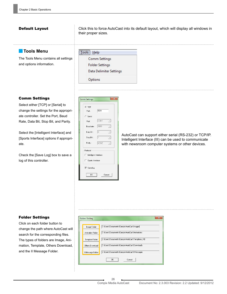 Tools menu | Compix AutoCast 3.1 User Manual | Page 24 / 49