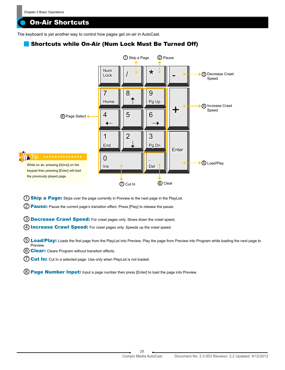 On-air shortcuts | Compix AutoCast 3.1 User Manual | Page 26 / 49