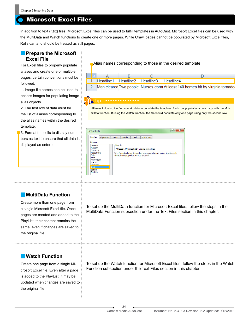 Microsoft excel files | Compix AutoCast 3.1 User Manual | Page 32 / 49