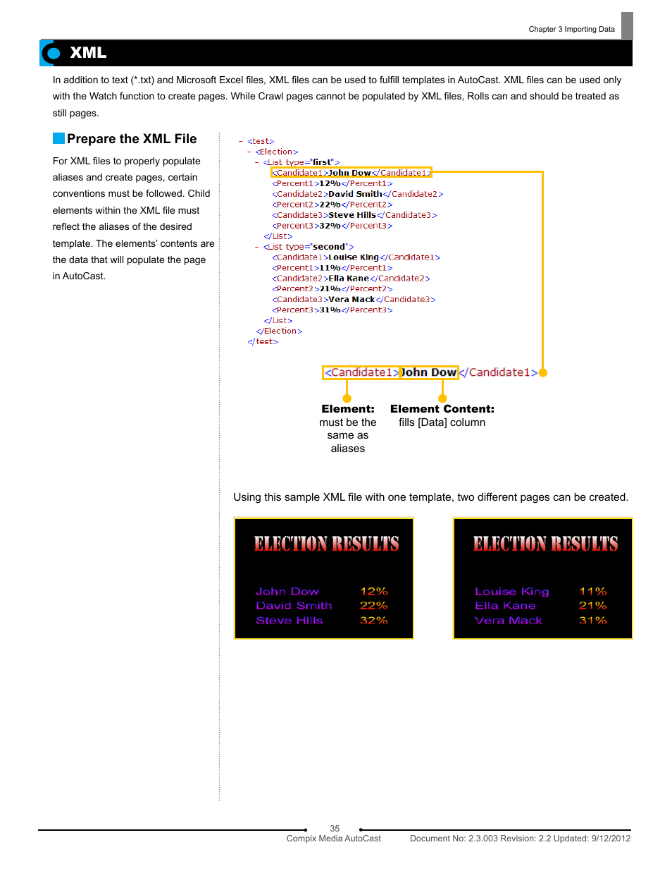 Prepare the xml file | Compix AutoCast 3.1 User Manual | Page 33 / 49