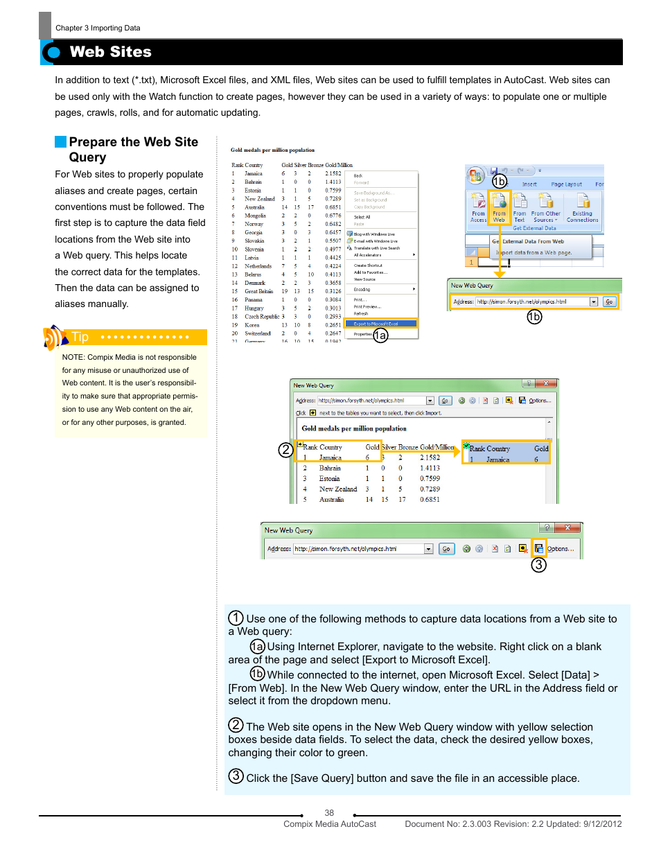 Web sites | Compix AutoCast 3.1 User Manual | Page 36 / 49