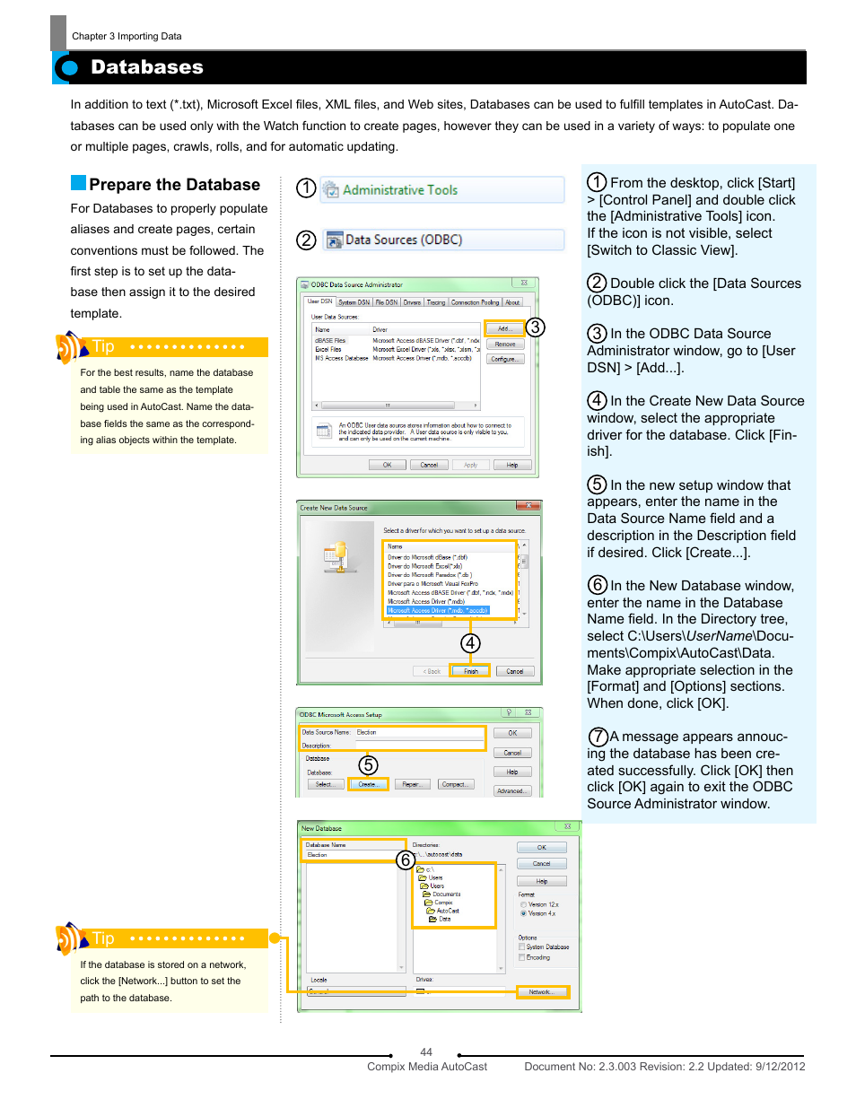 Databases | Compix AutoCast 3.1 User Manual | Page 42 / 49