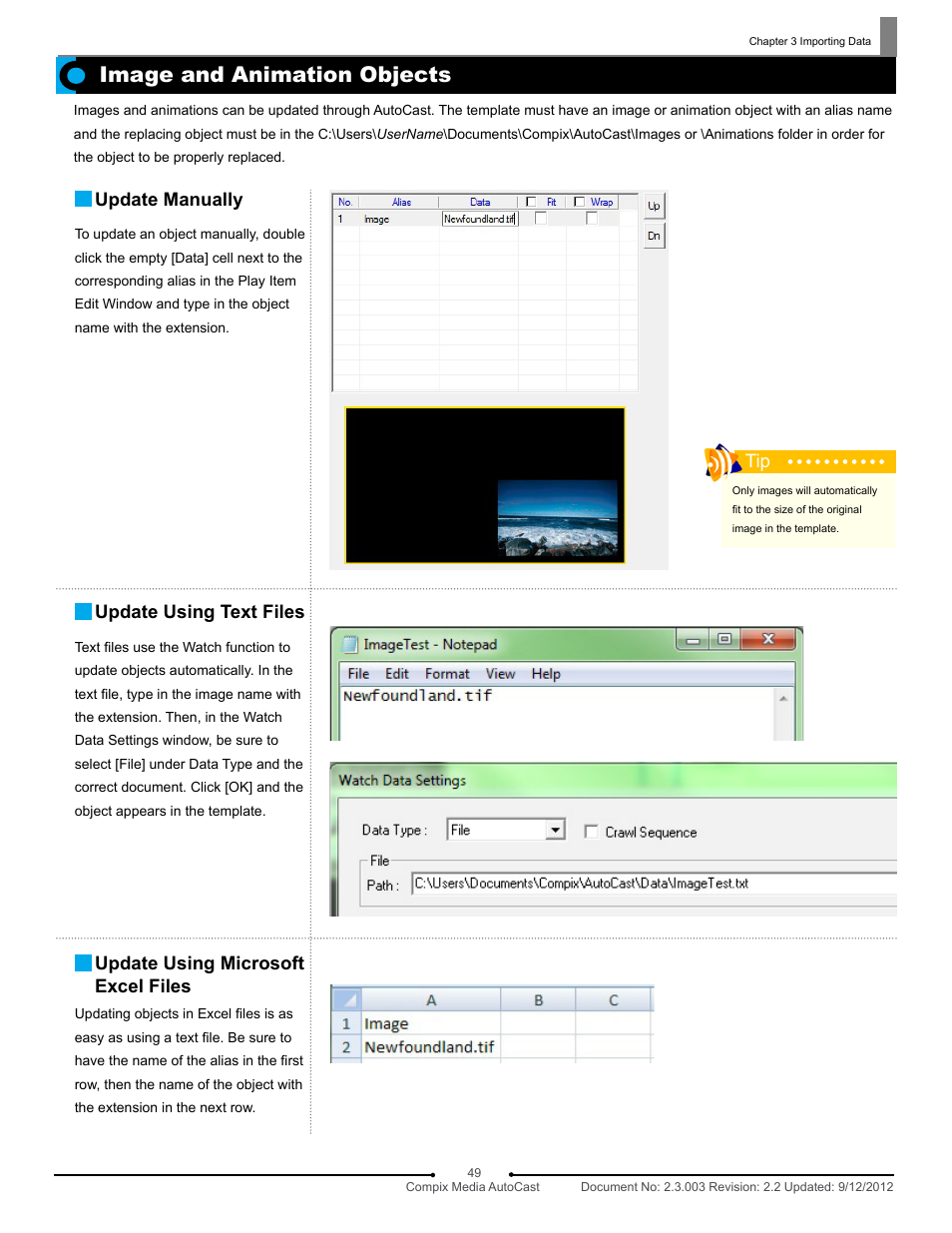 Images and animations, Image and animation objects | Compix AutoCast 3.1 User Manual | Page 47 / 49