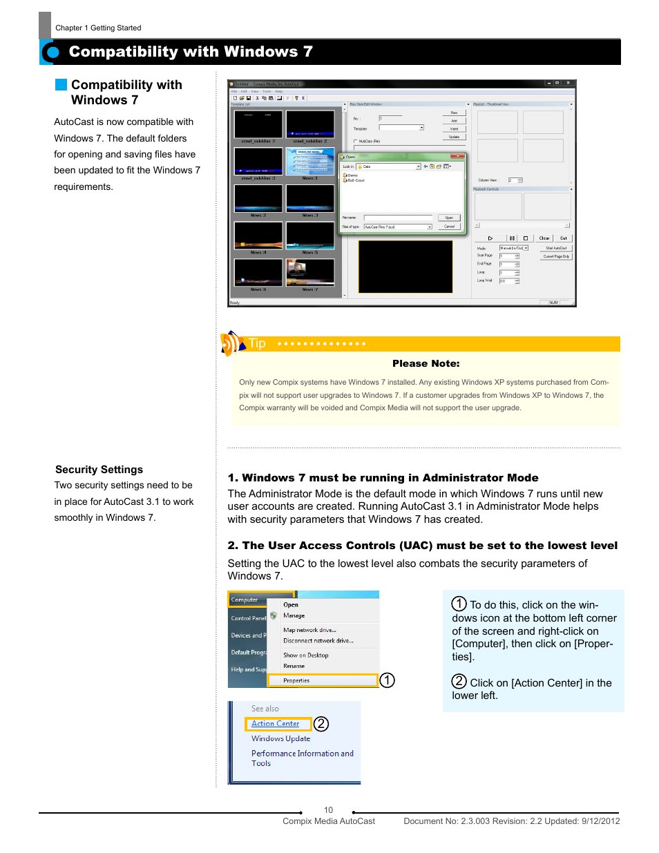 Compatibility with windows 7 | Compix AutoCast 3.1 User Manual | Page 8 / 49