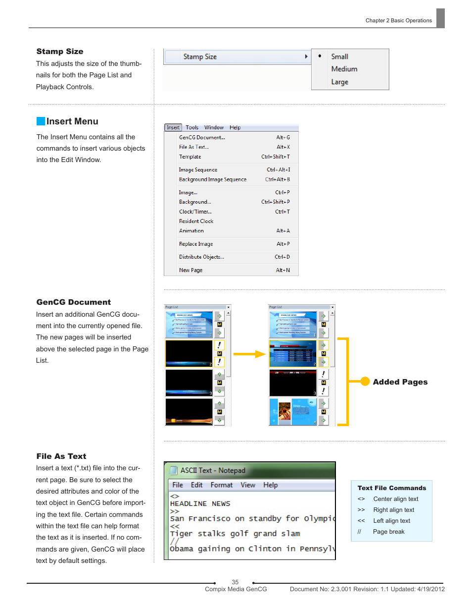Insert menu | Compix GenCG 5.5 User Manual | Page 35 / 109