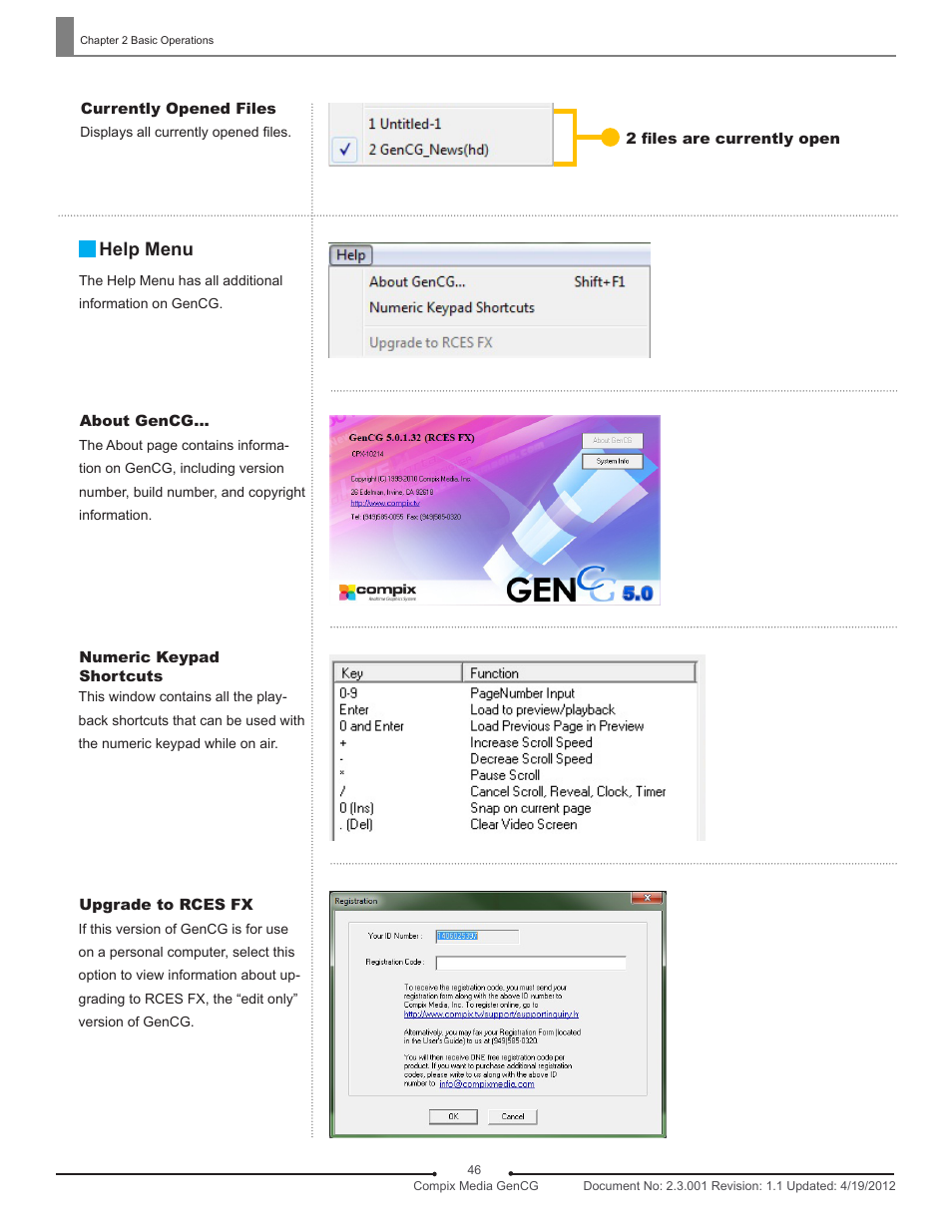 Help menu | Compix GenCG 5.5 User Manual | Page 46 / 109