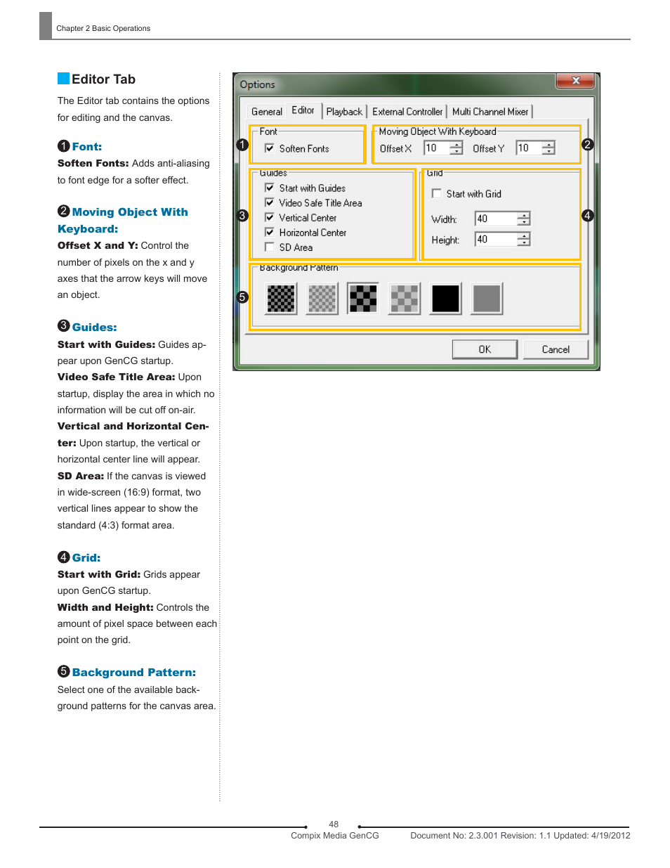 Editor tab | Compix GenCG 5.5 User Manual | Page 48 / 109