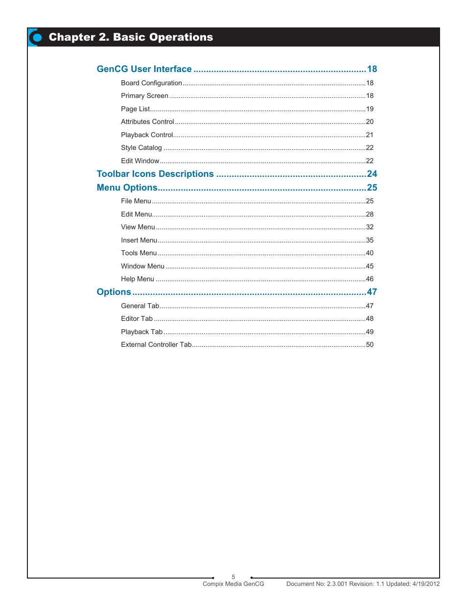 Chapter 2. basic operations | Compix GenCG 5.5 User Manual | Page 5 / 109