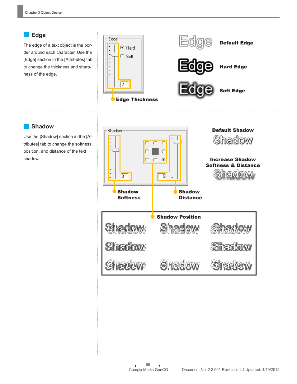 Edge, Shadow | Compix GenCG 5.5 User Manual | Page 56 / 109
