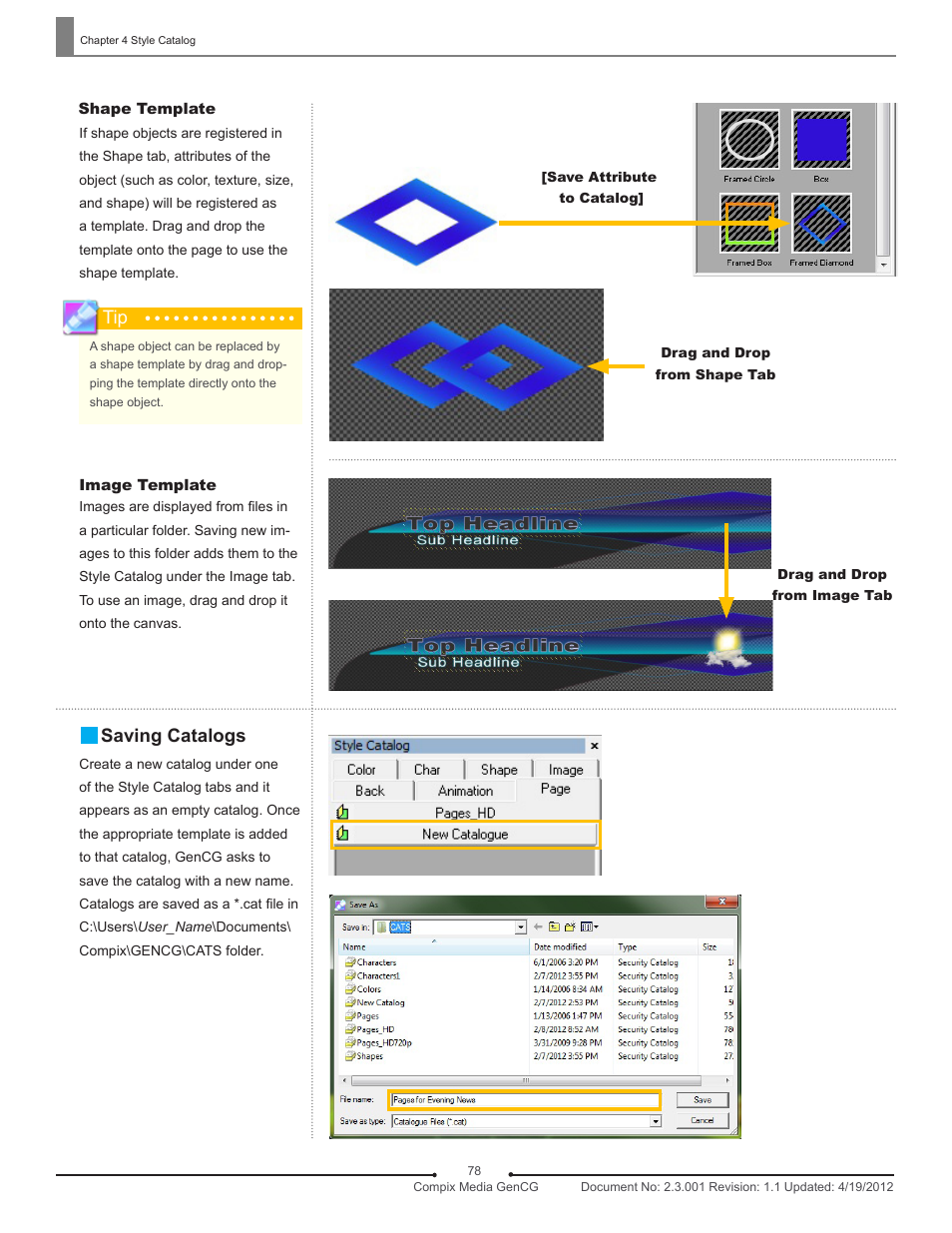 Saving catalogs | Compix GenCG 5.5 User Manual | Page 78 / 109