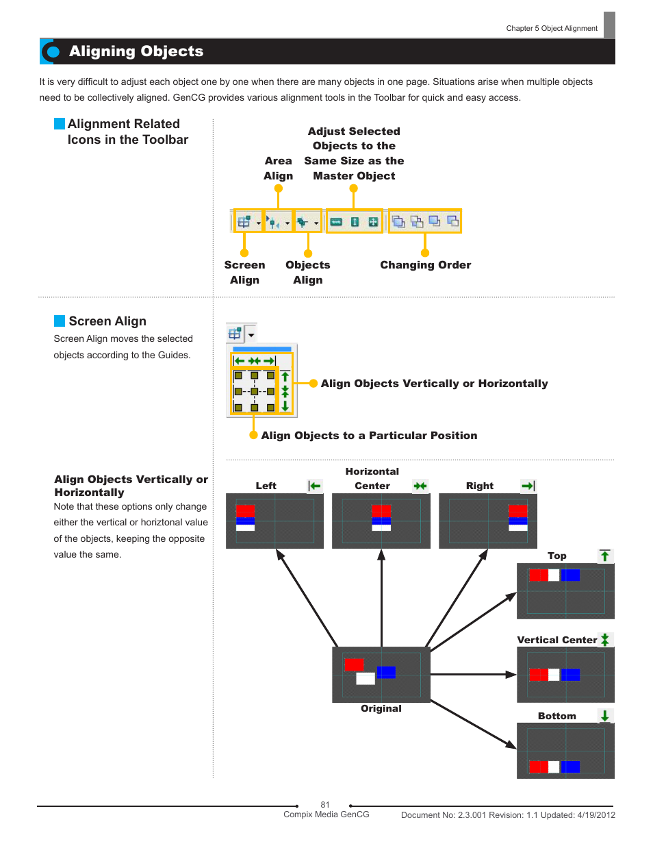 Aligning objects | Compix GenCG 5.5 User Manual | Page 81 / 109