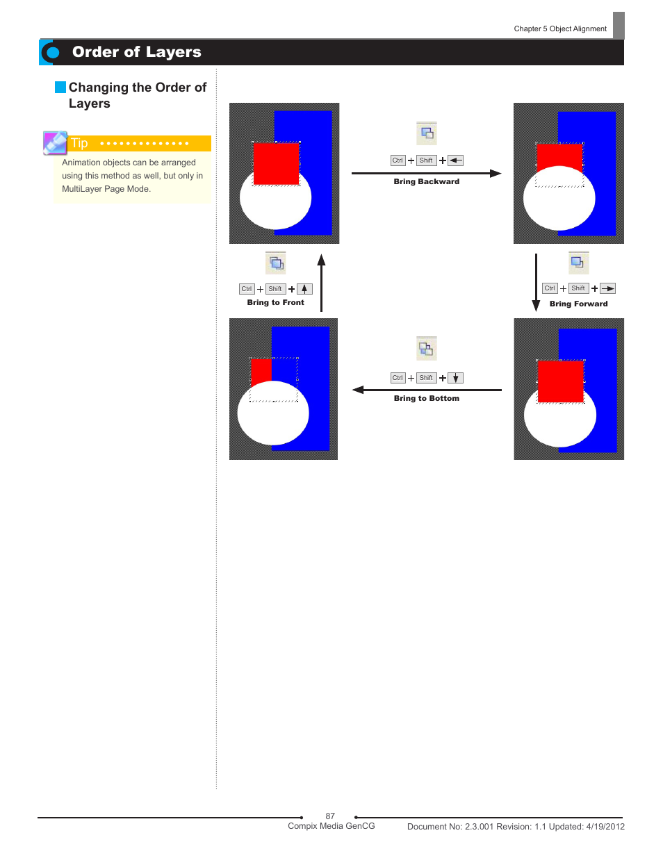 Order of layers, Changing the order of layers | Compix GenCG 5.5 User Manual | Page 87 / 109