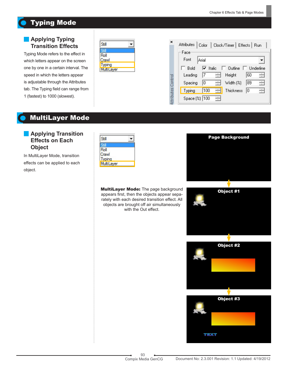 Typing mode, Multilayer mode | Compix GenCG 5.5 User Manual | Page 93 / 109