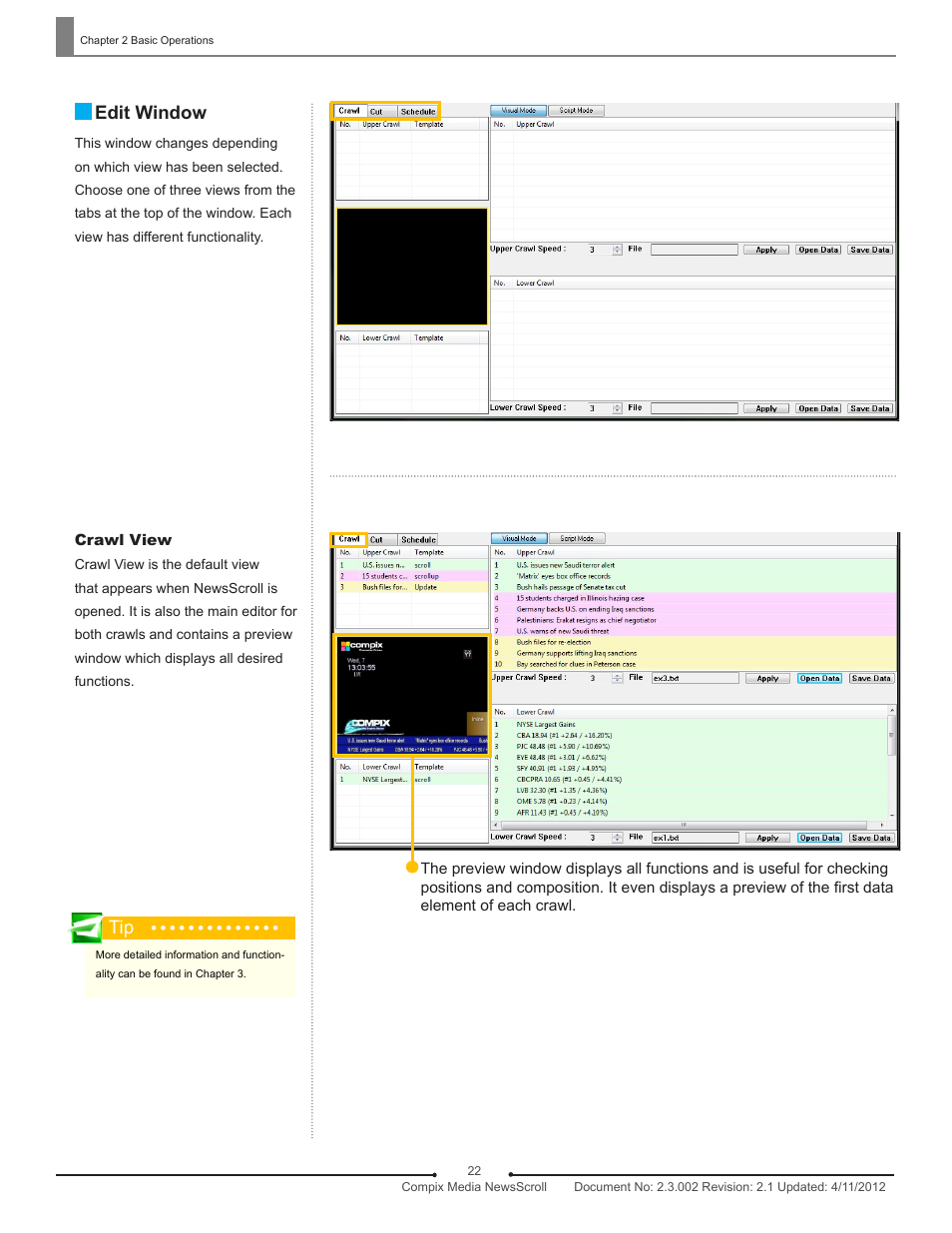 Edit window | Compix NewsScroll 4.1 User Manual | Page 22 / 56