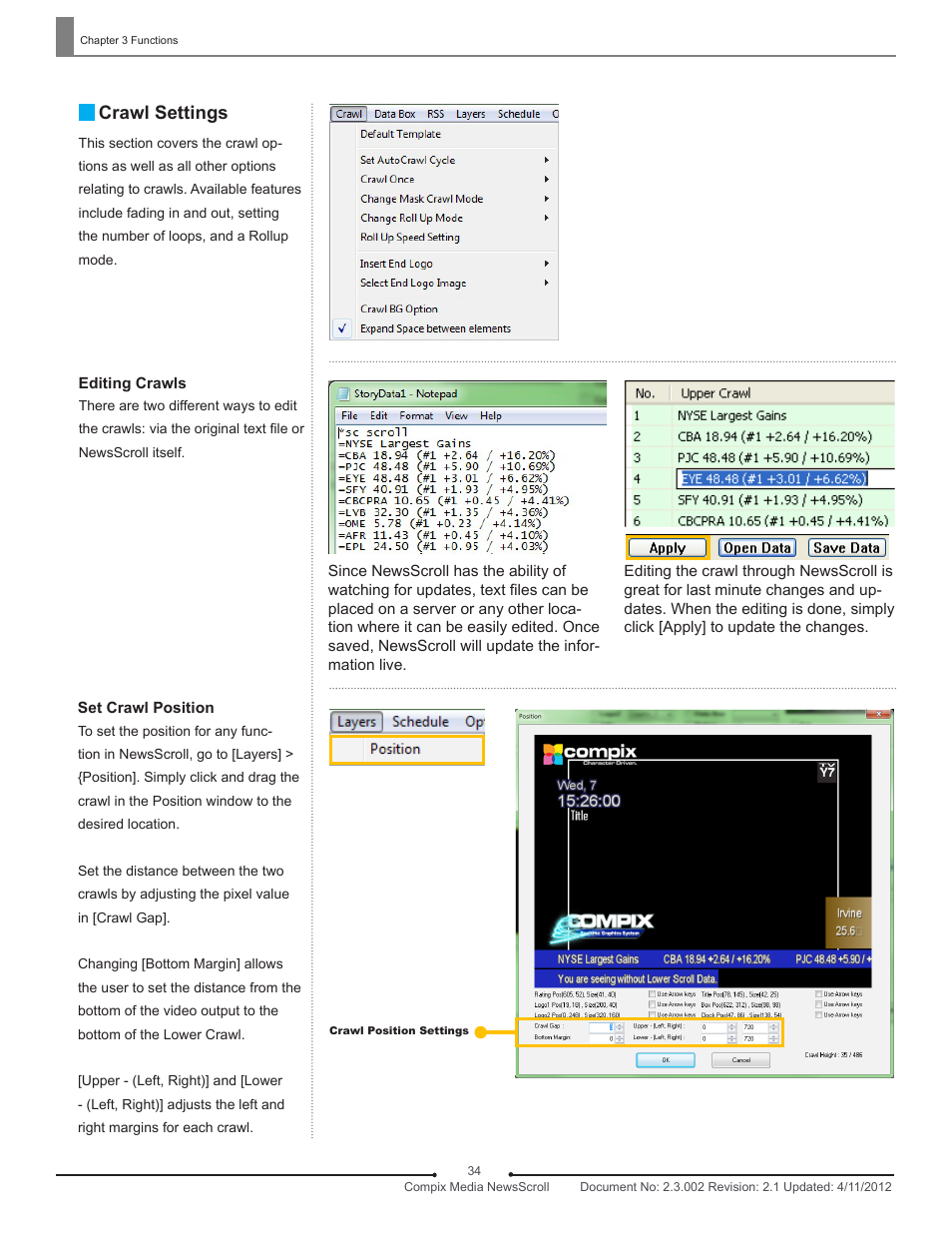 Crawl settings | Compix NewsScroll 4.1 User Manual | Page 34 / 56