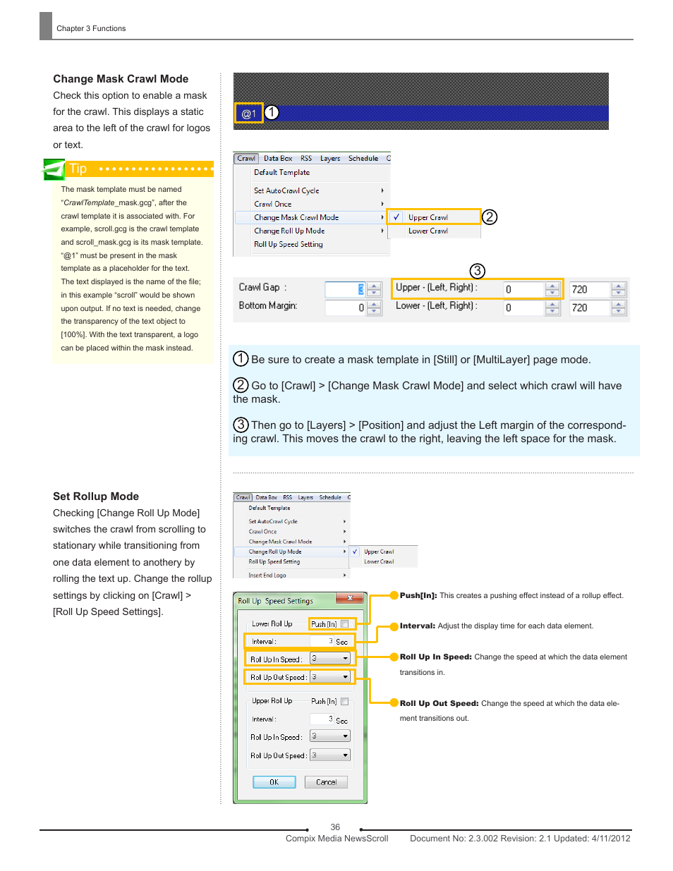 12 3 tip | Compix NewsScroll 4.1 User Manual | Page 36 / 56