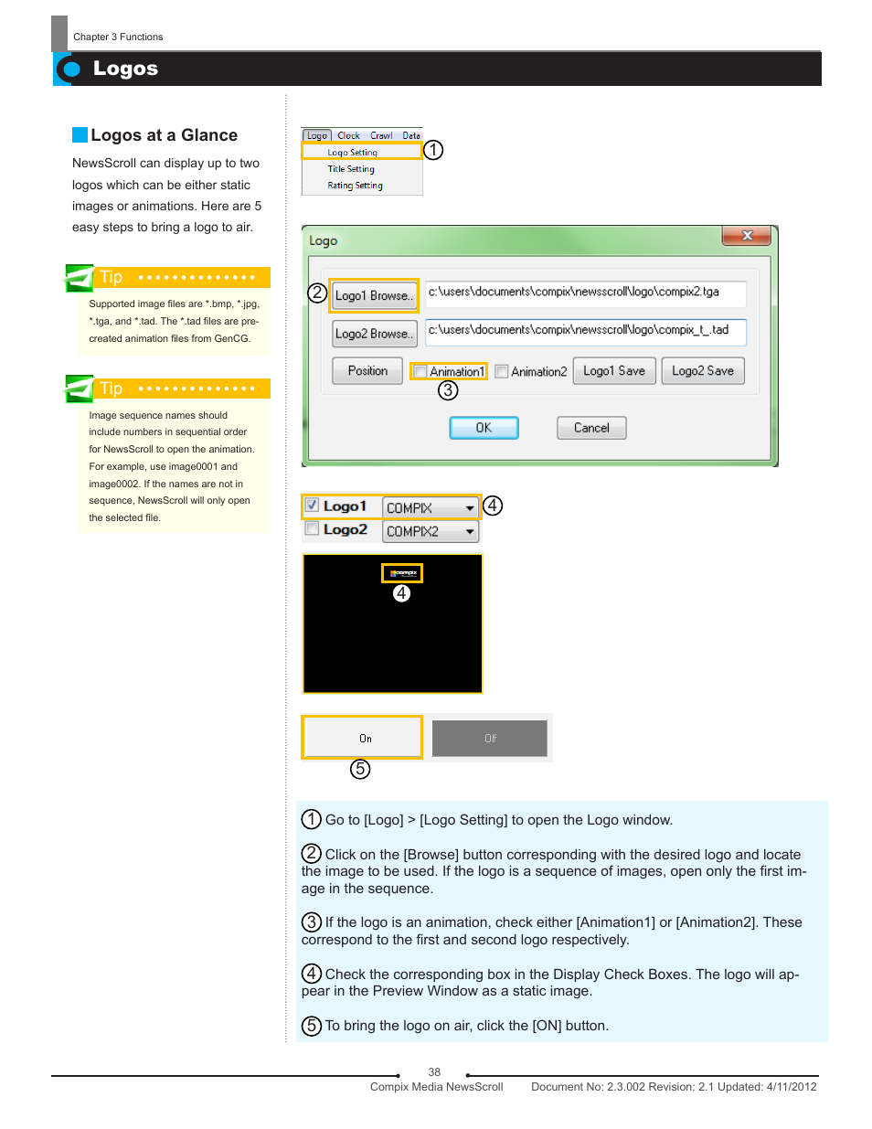 Logos | Compix NewsScroll 4.1 User Manual | Page 38 / 56