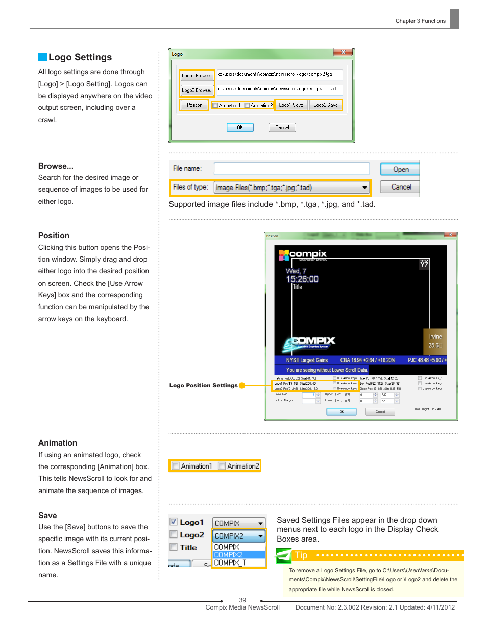 Logo settings | Compix NewsScroll 4.1 User Manual | Page 39 / 56