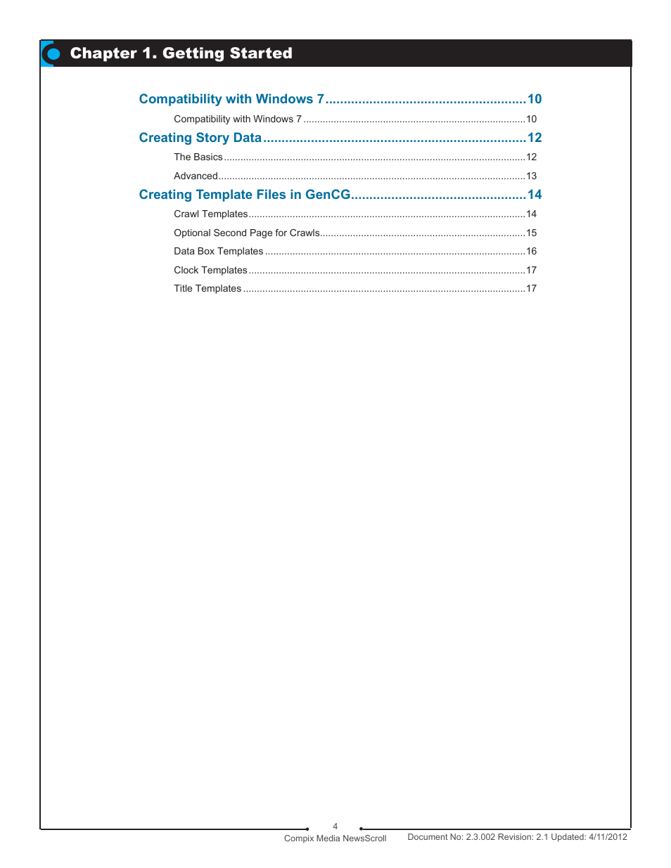 Chapter 1. getting started | Compix NewsScroll 4.1 User Manual | Page 4 / 56