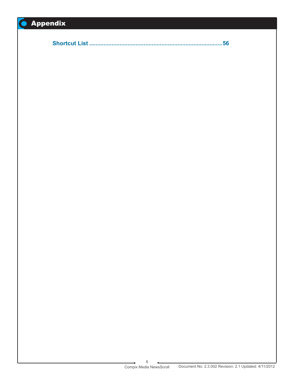 Appendix | Compix NewsScroll 4.1 User Manual | Page 8 / 56