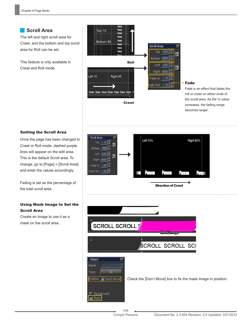 Scroll area | Compix Persona User Manual | Page 104 / 209