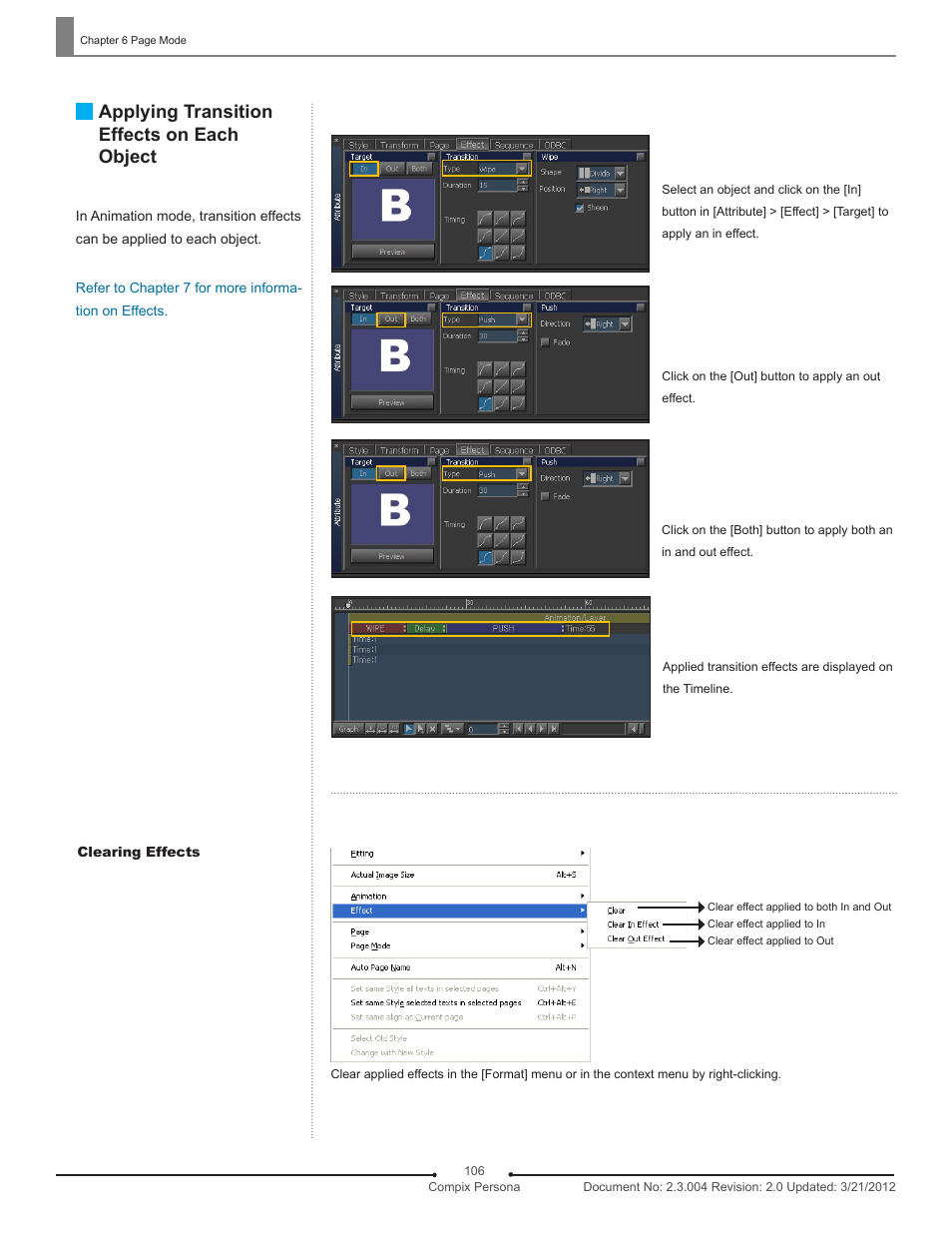 Applying transition effects on each object | Compix Persona User Manual | Page 106 / 209