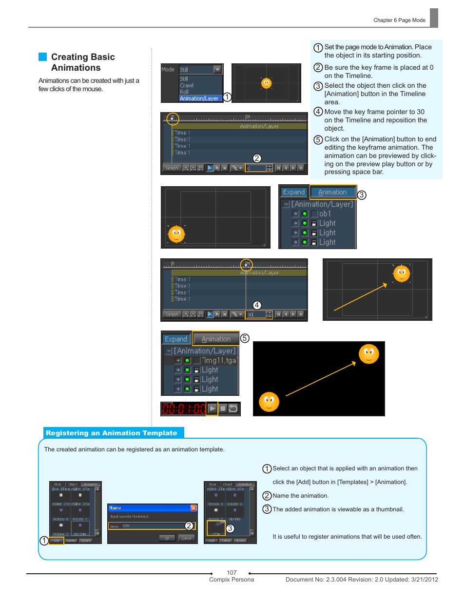 Creating basic animations | Compix Persona User Manual | Page 107 / 209