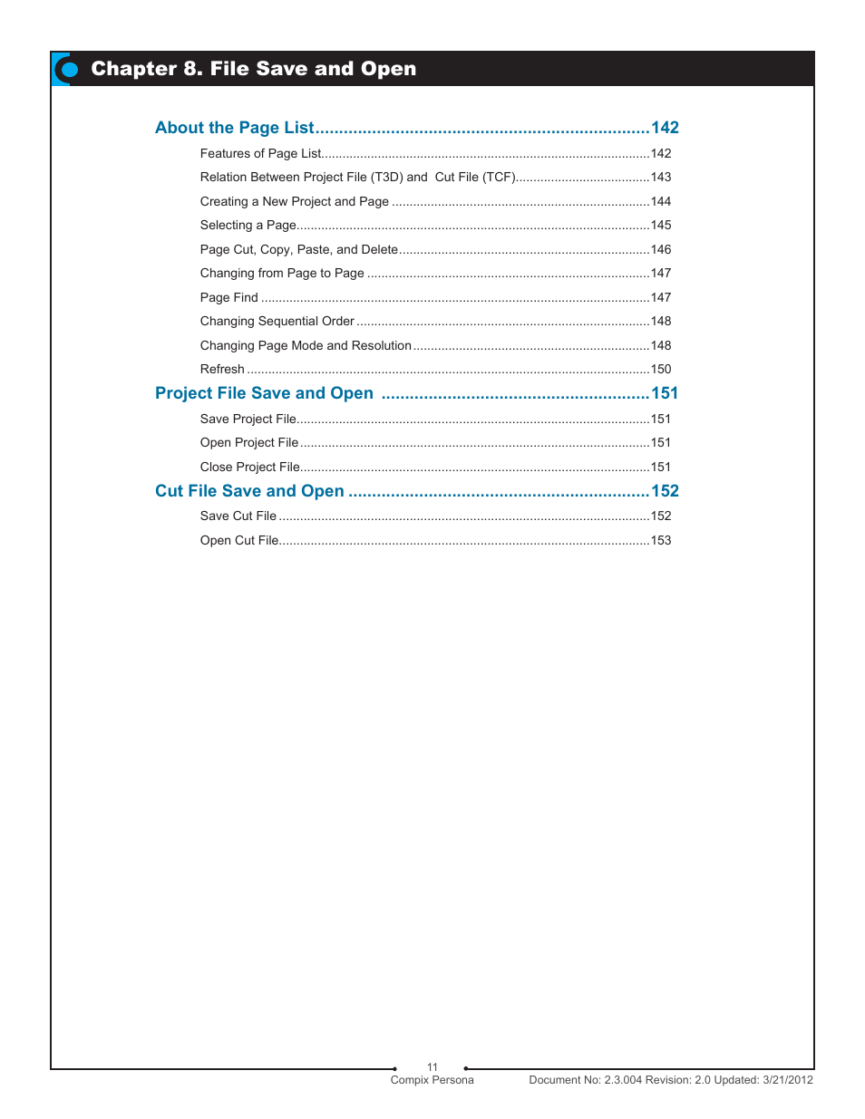 Chapter 8. file save and open | Compix Persona User Manual | Page 11 / 209