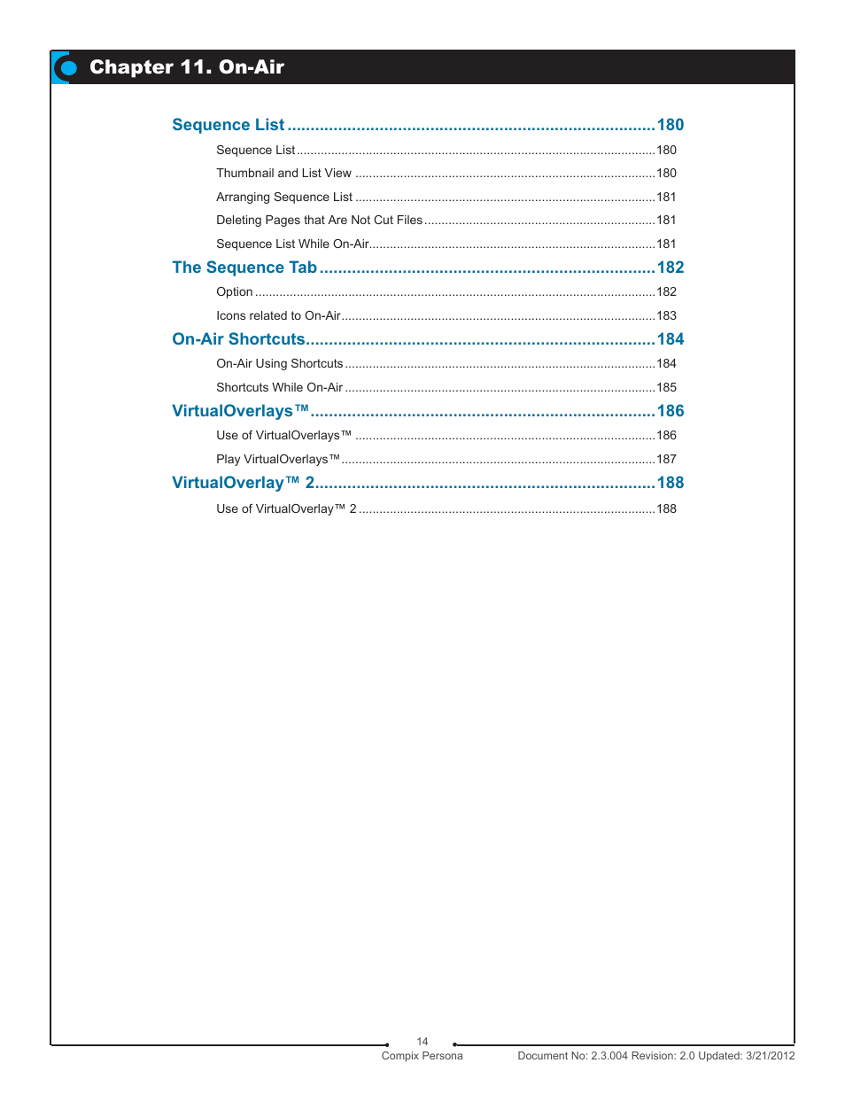 Chapter 11. on-air | Compix Persona User Manual | Page 14 / 209