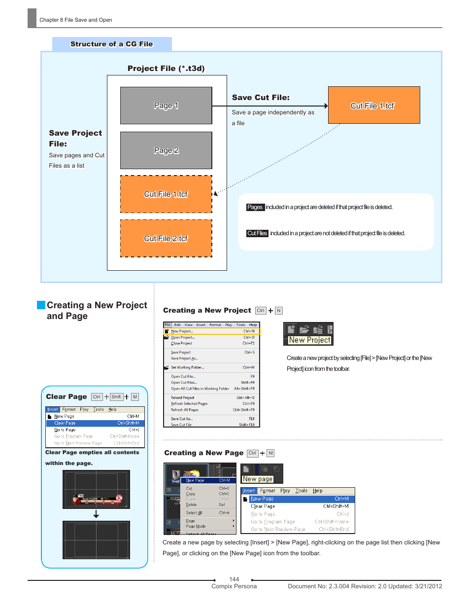 Creating a new project and page | Compix Persona User Manual | Page 144 / 209