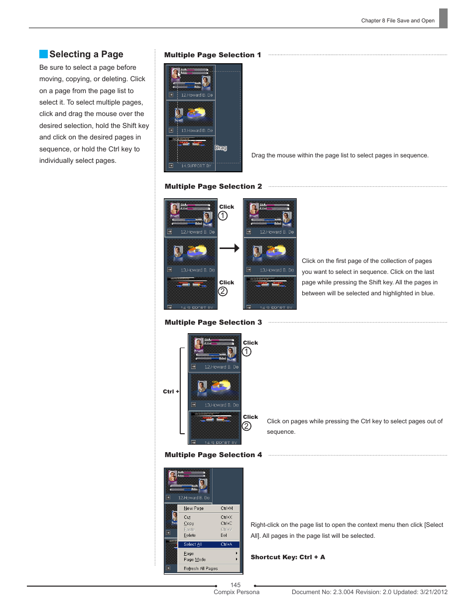 Selecting a page | Compix Persona User Manual | Page 145 / 209