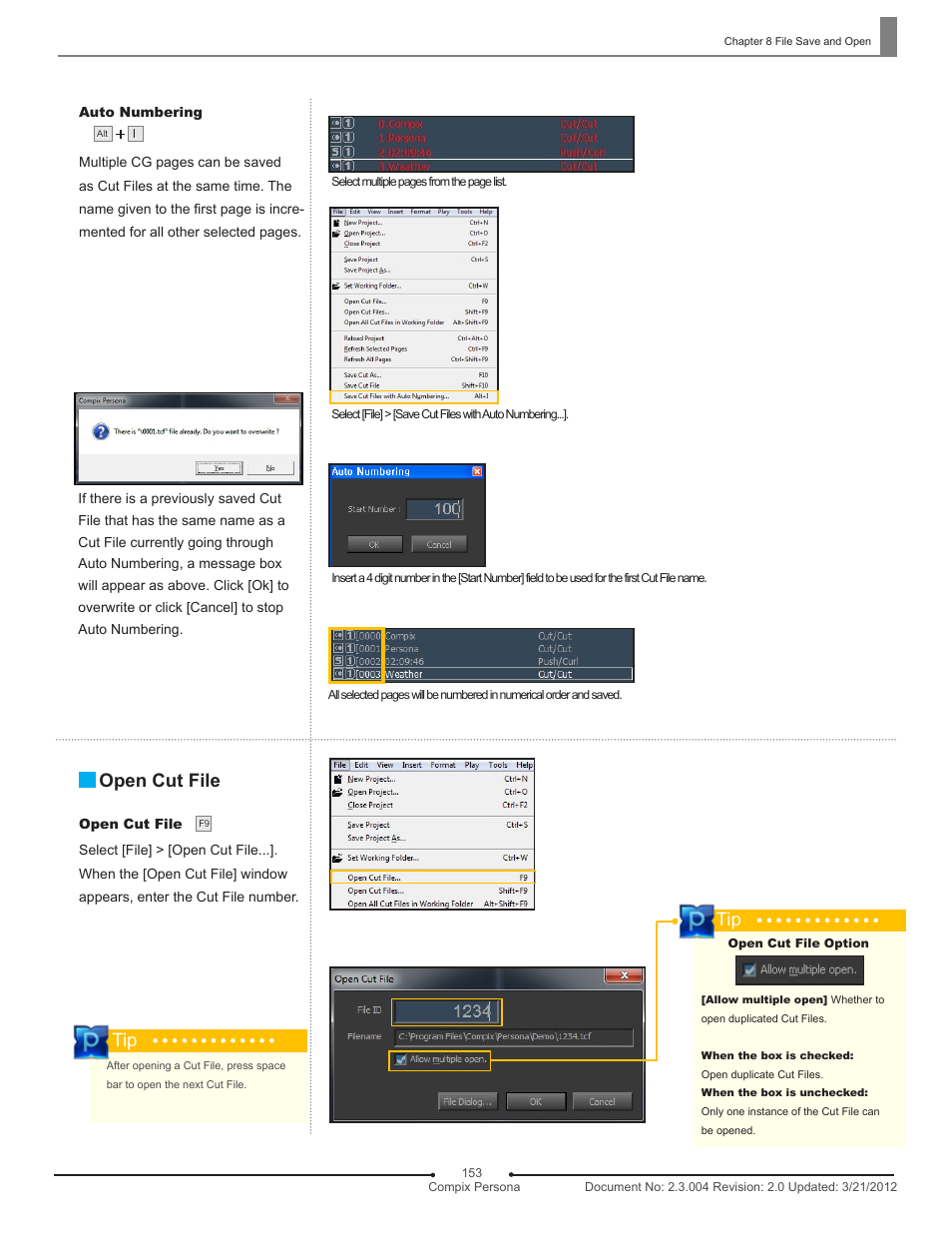 Open cut file | Compix Persona User Manual | Page 153 / 209