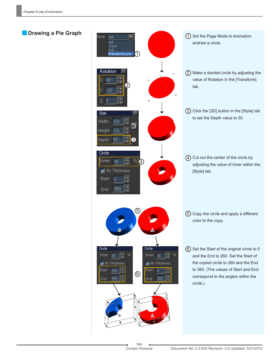 Drawing a pie graph | Compix Persona User Manual | Page 164 / 209