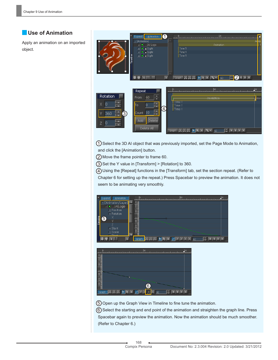Use of animation | Compix Persona User Manual | Page 168 / 209