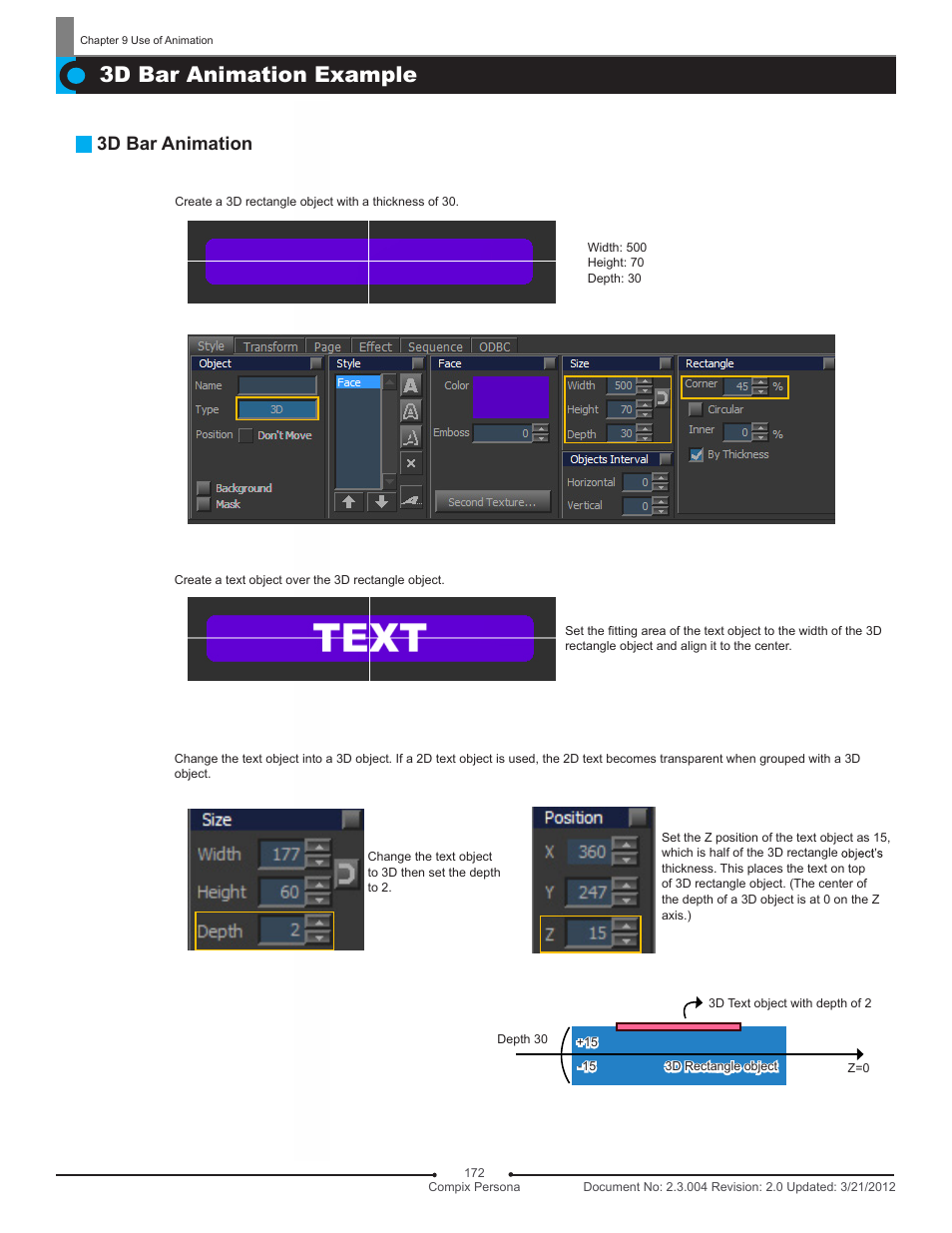 3d bar animation example, 3d bar animation | Compix Persona User Manual | Page 172 / 209
