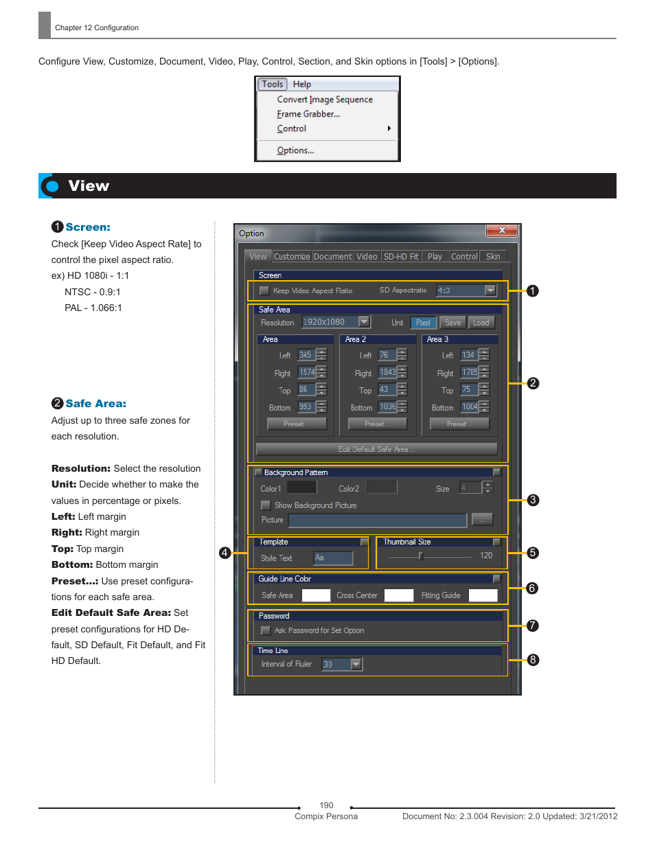 View | Compix Persona User Manual | Page 190 / 209