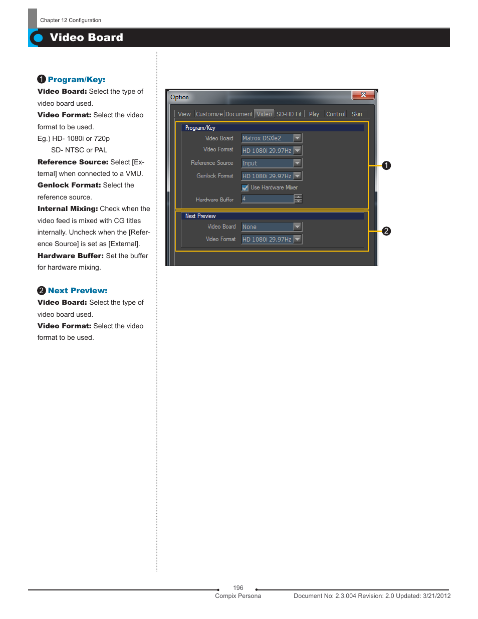 Video board | Compix Persona User Manual | Page 196 / 209
