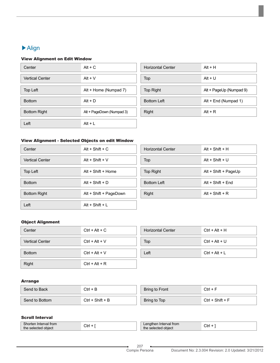 Align | Compix Persona User Manual | Page 207 / 209