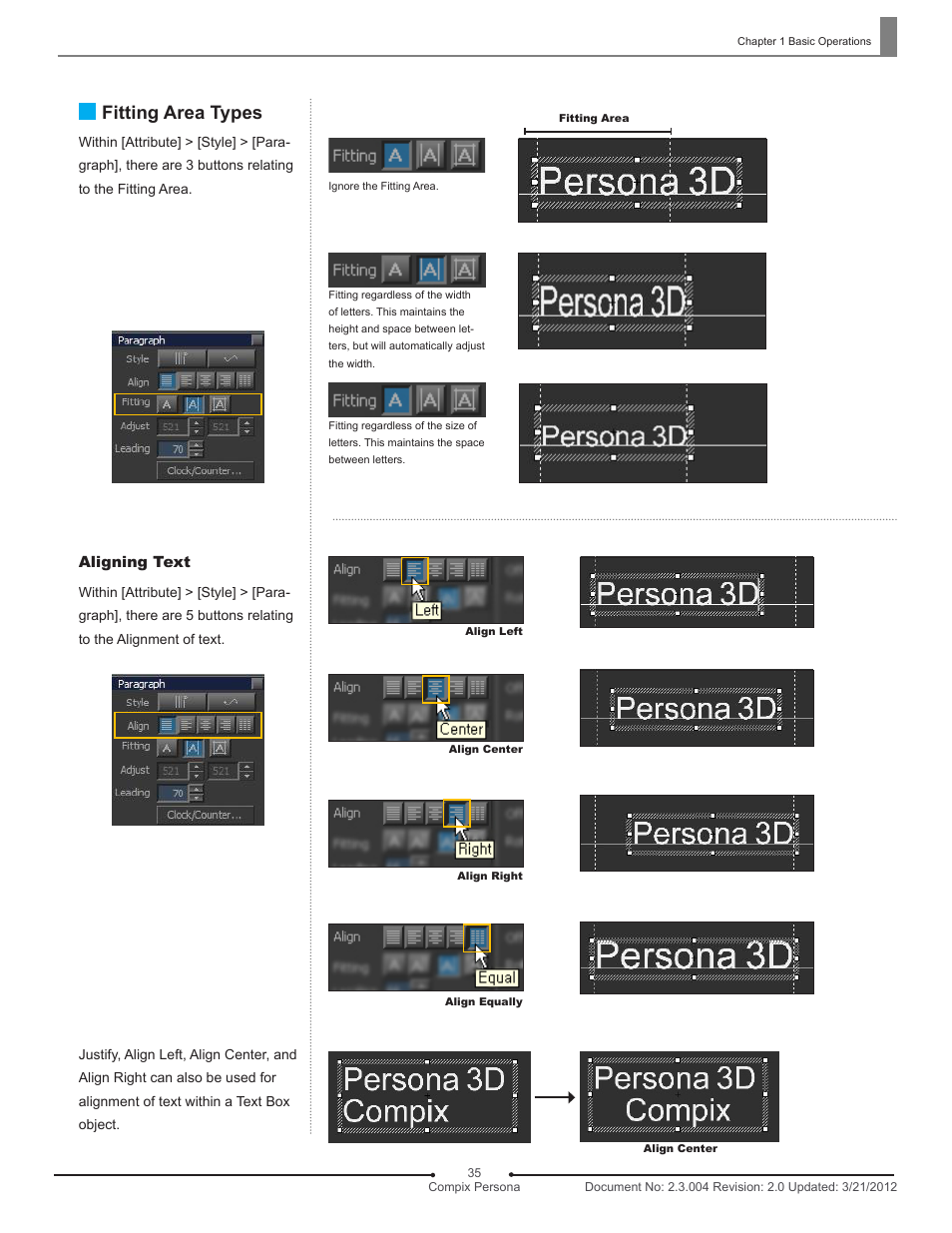 Fitting area types | Compix Persona User Manual | Page 35 / 209
