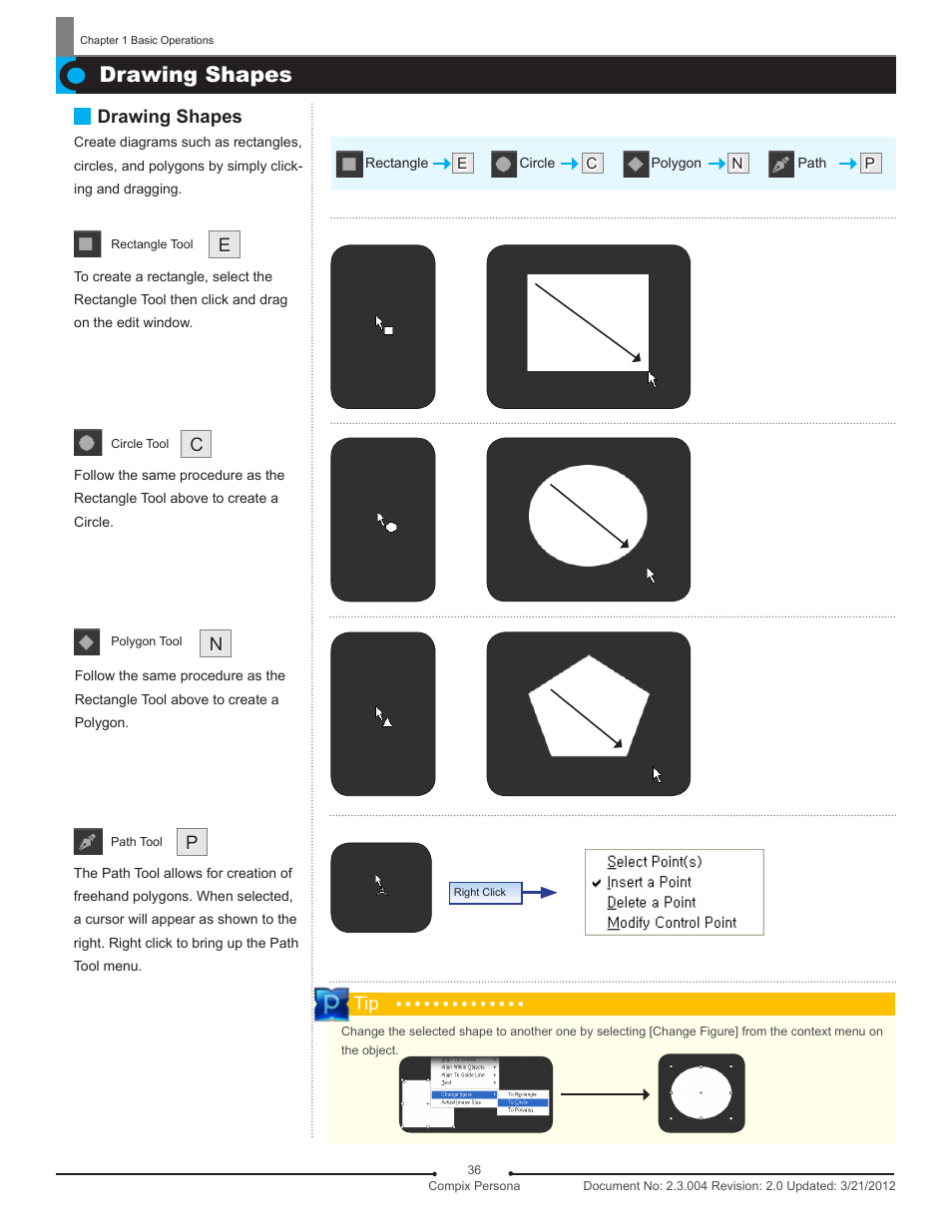Drawing shapes | Compix Persona User Manual | Page 36 / 209