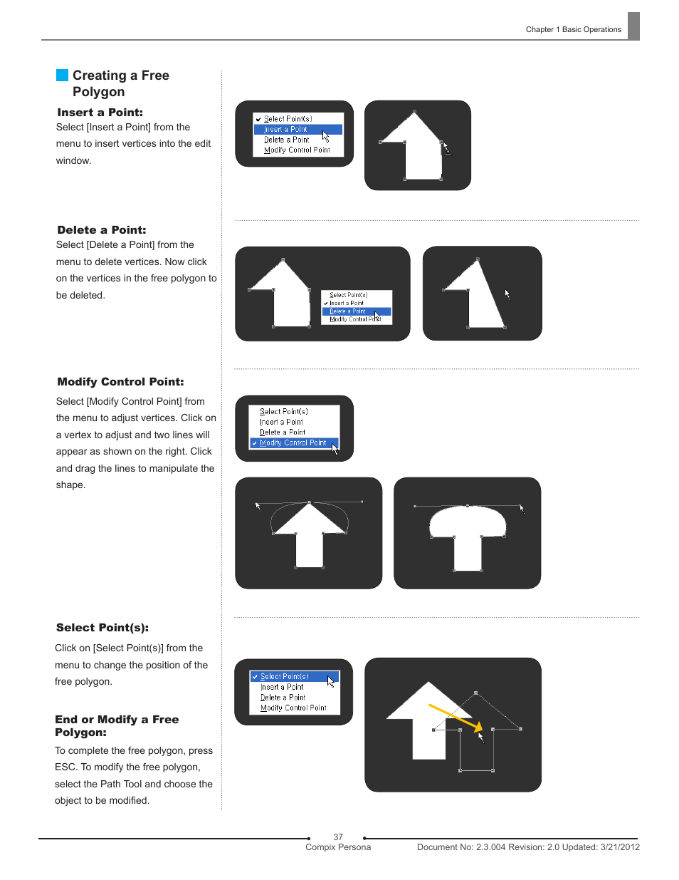 Creating a free polygon | Compix Persona User Manual | Page 37 / 209
