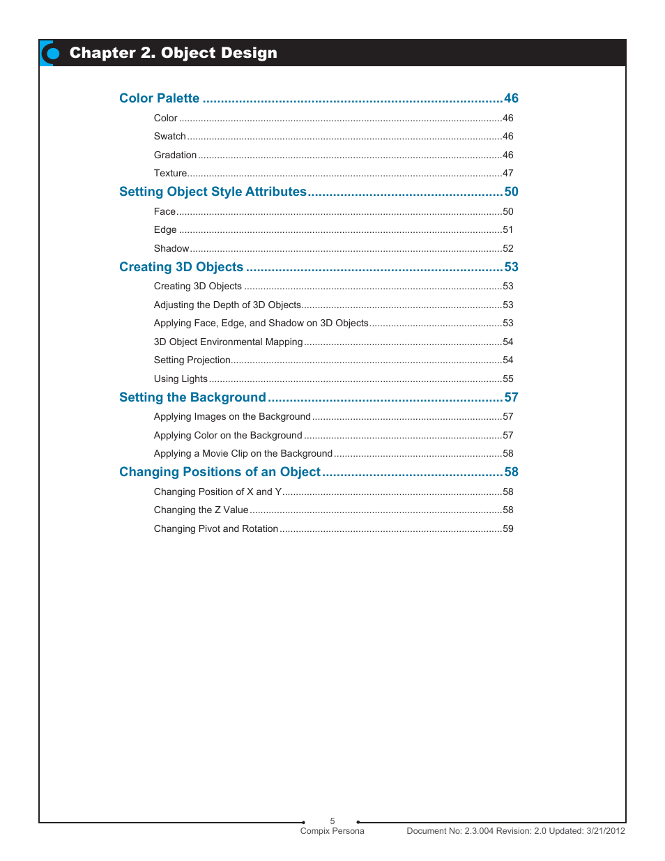 Chapter 2. object design | Compix Persona User Manual | Page 5 / 209