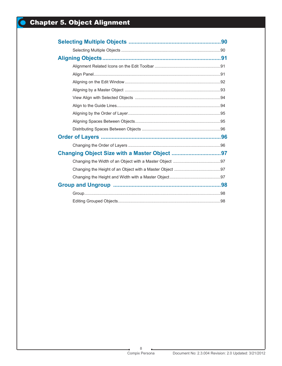 Chapter 5. object alignment | Compix Persona User Manual | Page 8 / 209