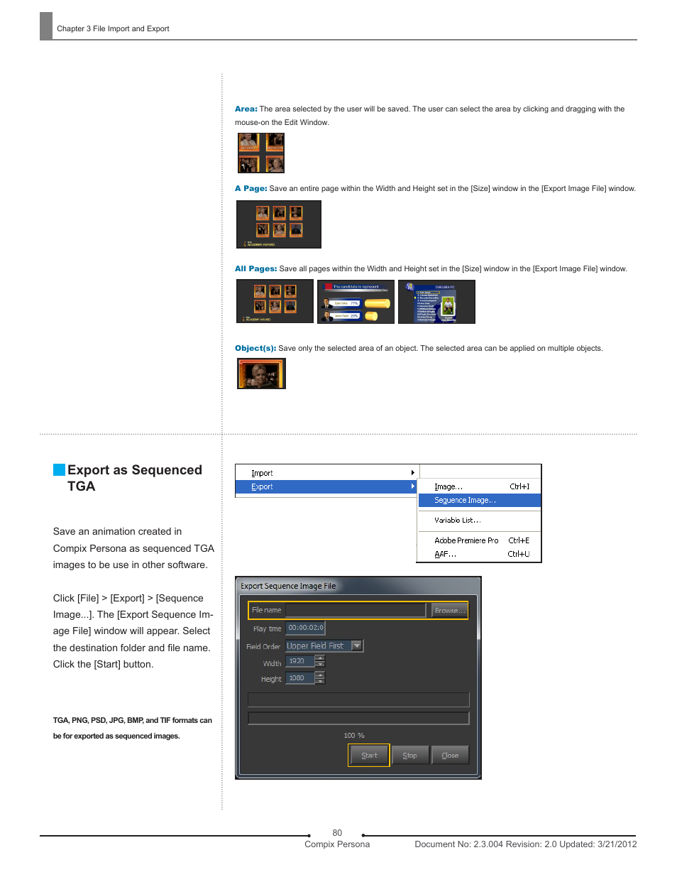 Export as sequenced tga | Compix Persona User Manual | Page 80 / 209