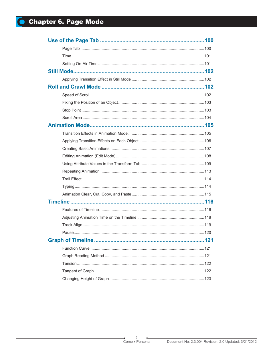Chapter 6. page mode | Compix Persona User Manual | Page 9 / 209
